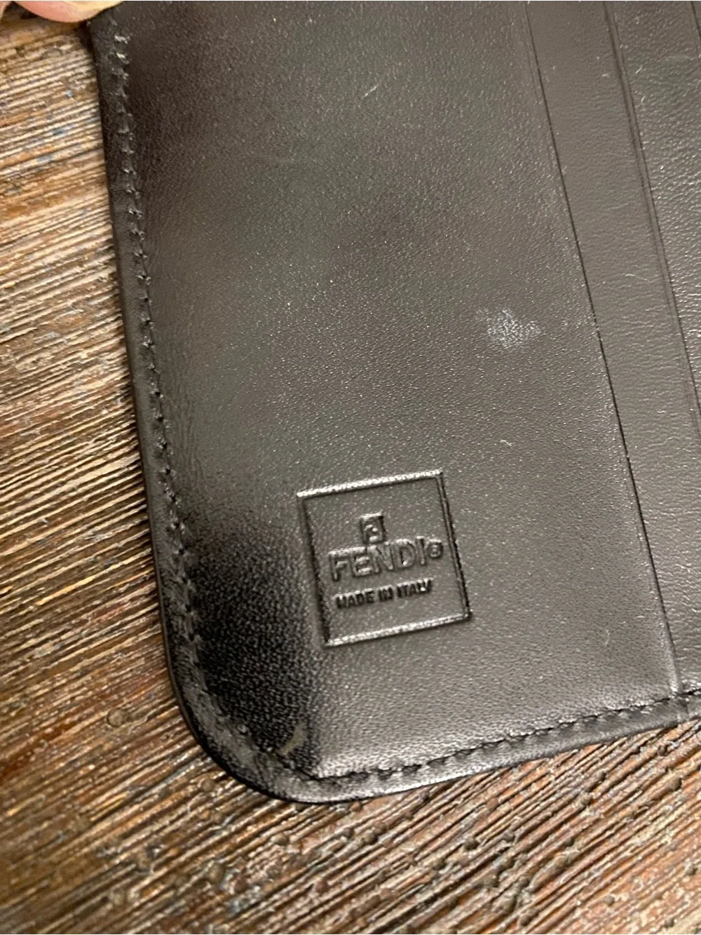 GUC Fendi Brown and Black Zucca Canvas Zip-Around Compact Wallet